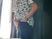 johnholmesjunior in open window solo show with huge pre cum and massive cum load neighbours watch