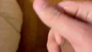 Jerking off my uncut veiny cock until I cum