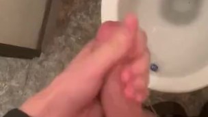 Czech twink trying to get caught jerking off in public toilet