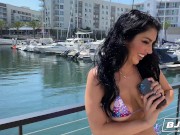 BJRAW Naturally busty babe Queenie Sateen gets picked up and throat fucked 2/16