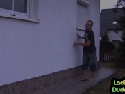 Pegging doms toy male ass in bathroom 1/16