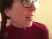 Nerdy Girl Inserts A Tampon 1/16