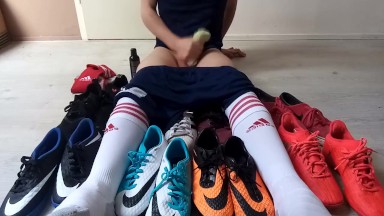 Big cumshot over all my sneakers and cleats