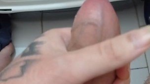 Just a quick cumshot on the bathroom floor ;)