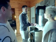 Horny bitch hardcore fucked and ass fucked by three big dicks