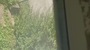 Sean pissing out a window