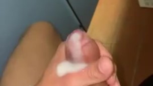 Big cumshot at the gym toilet 