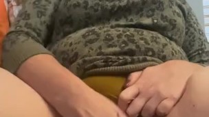 Thick Redhead rubs pussy & has huge orgasm