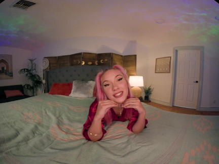 Pink haired babe rides her favorite toy in VR