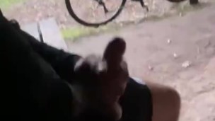 Ruining orgasm in public in the forest during a bike ride