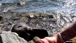 johnholmesjunior shooting massive cum load while on the white rock nude beach in front strangers