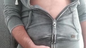 Handjob with cumshot in the gym Locker room