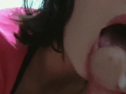 Close Up Amateur Milf blows up cum in 1 minute 13/16