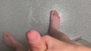Gay Twink Solo Wank His big dick in shower 