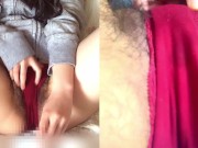 【２画面】素人オナニー自撮り中♡濡れ染みパンティに割れ目が浮き出ちゃう///【個撮】 12/16