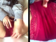 【２画面】素人オナニー自撮り中♡濡れ染みパンティに割れ目が浮き出ちゃう///【個撮】 7/16