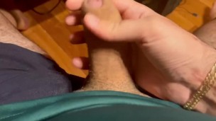 Underwear bulge touching and masturbating uncut cock! Solo male jerk off!