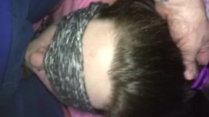 Blindfold blowjob. Cumming deep in her throat 😍🍆💦