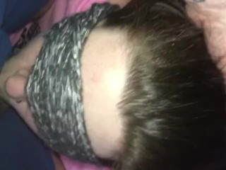 Blindfold blowjob. Cumming deep in her throat 😍🍆💦