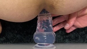 Gay boy playing with his new anal toy