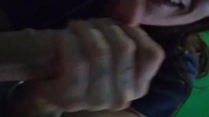 Girlfriend blow job rubs big load out