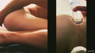 Having fun with my butt plug - Double view