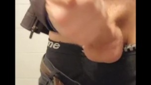 SLOW MOTION johnholmesjunior shooting huge cum load after work in slow motion