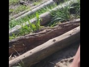 SLOW MOTION johnholmesjunior flashing huge soft cock on nude beach slow motion