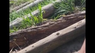 SLOW MOTION johnholmesjunior flashing huge soft cock on nude beach slow motion