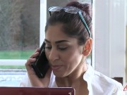 Preliminary interview with the secretary, the guys strip in front of her and show her well built body. 9/16