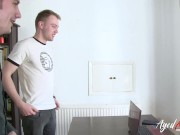 sexy threesome in the office, sucking and licking pussy and nipples. 6/16