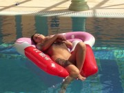 Slight pussy rubbing by Heidi Van Horny on poolside 1/16