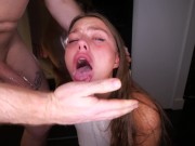 THROAT GOAT! Extra sloppy deep throat and fucked with cum on face! Spit play slut! 3/16