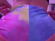 Teen slut pulling shorts off and showing my pink holes 6/16