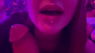 Teen cam girl shows off her big dick sucking skills and takes a big load