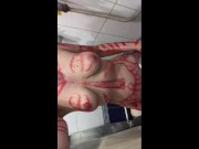 Rio carnival Brazilian amateur having fun and playing in the shower after party on cell phone camera 12/16