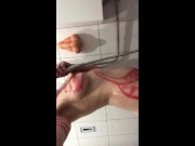 Rio carnival Brazilian amateur having fun and playing in the shower after party on cell phone camera 16/16