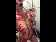 Rio carnival Brazilian amateur having fun and playing in the shower after party on cell phone camera 5/16