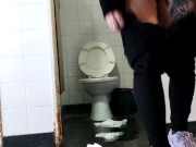 Bad girl doing a mess on public bathroom