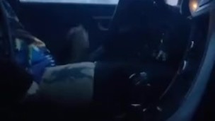Sacha with big cock in his car