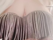 Blonde in a gorgeous crop top and tights striptease!  4/16