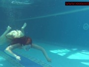 How sexy can she be underwater in blue lingerie 12/16