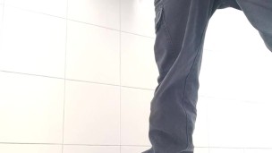 I piss in the public toilet, and I do a half wank