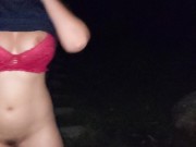 submissive girl in the middle of the forest