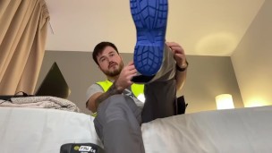 Macrophilia - builder foot sock worshiper