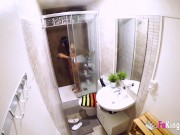 Petite babe receives a hardcore drilling in the shower as a warm-up for her real fuck 5/16