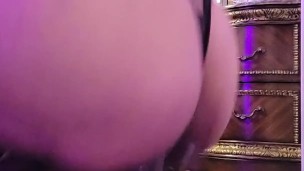 Latino Riding a Thick 12 inch Dildo in a thong