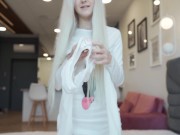 Little cute ghostie takes it deep in her tight pussy and gets cum covered - Eva Elfie 3/16