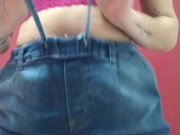 hot latina changing shorts without panties