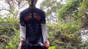 Dog slave was instructed to cum in the fields